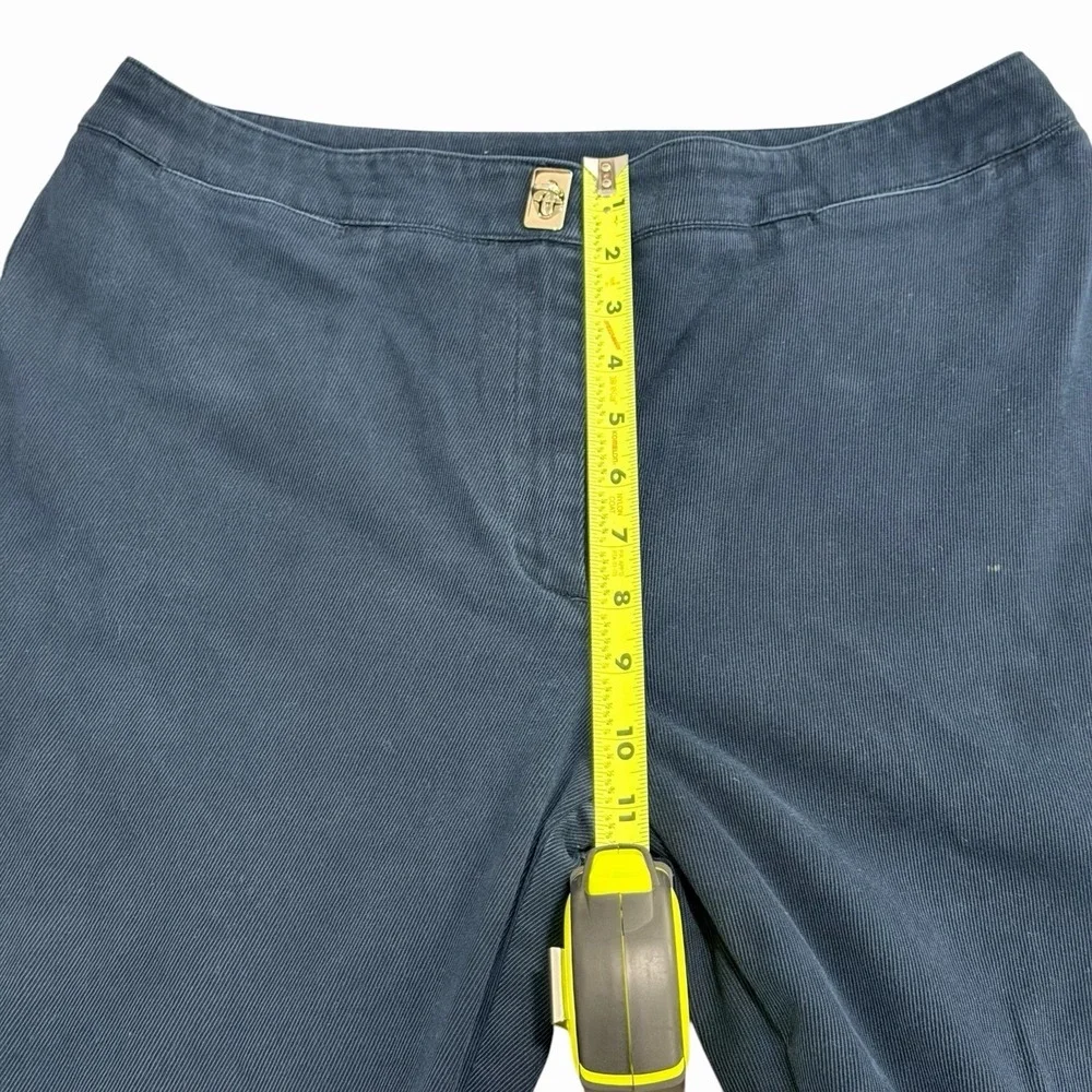 Lauren‎ Ralph Lauren Petite Navy Blue Pants Silver Twist Front Straight Leg 12P